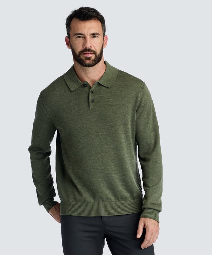 Men's Merino Knit Long Sleeve Polo