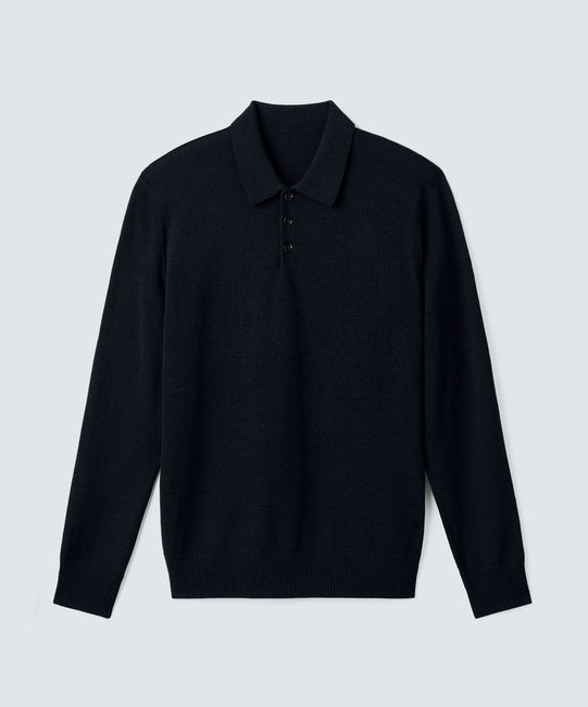 Knitting Machine Guide Unit Men's Merino Knit Long Sleeve Polo | Unbound Merino