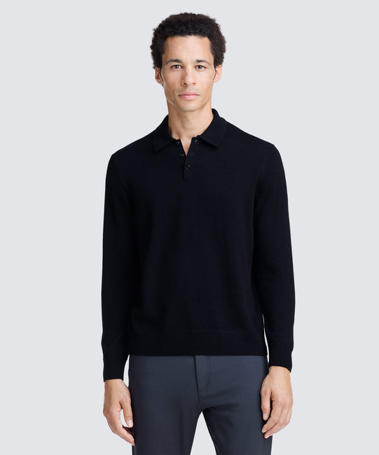Knitting Machine Guide Unit Men's Merino Knit Long Sleeve Polo | Unbound Merino