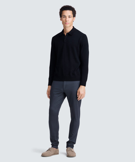 Knitting Machine Guide Unit Men's Merino Knit Long Sleeve Polo | Unbound Merino