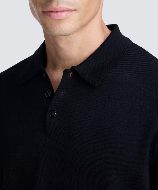 Knitting Machine Guide Unit Men's Merino Knit Long Sleeve Polo | Unbound Merino